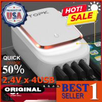 หัวชาร์จ TOPK USB 4 Port ของแท้ สินค้าคุณภาพจากอเมริกา จ่ายไฟเต็ม 5V 4.4A ทั้ง 4 port ปลั๊กไฟ USB ปลั๊ก USB ปลั๊กชาร์จ USBหัวชาร์จเร็ว หัวชาร์จแบต