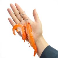 Funny Simulation PVC Shrimp Keychain Prawn Keyring Food Sea Animal Kids Toy Bag Backpack Ornament Woman Girl Jewelry Accessories