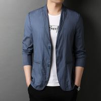 ZZOOI MLSHP Spring Summer Thin Blazers Men Luxury Solid Color Striped Man Jackets Fashion Breathable Comfortable Male Coats 3XL