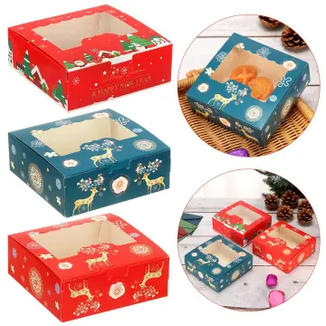 10 Inch Christmas Cake Box With Window And Stars Design