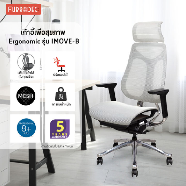 เก้าอี้เพื่อสุขภาพ-ergonomic-เฟอร์ราเดค-รุ่น-imove-b-สีเทา