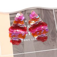 Korean Fashion Sequin Tassel Dangle Drop Earrings for Women Trend Minimalist Design Jewelry Accessories Wholesale