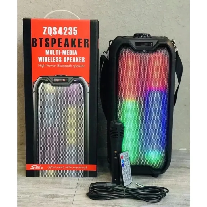 ZQS-4235 Bluetooth Speaker With Free Mic Karaoke Portable LED Speakers ...