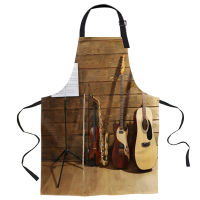 Guitar Musical Instrument Strings Wall Apron Woman Adult Bibs Home Cooking Baking Coffee Shop Canvas Aprons Kitchen Accessory