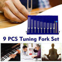 9PCS อลูมิเนียมอัลลอยด์ Tuning Forks ชุด Healing Tuning Tpies Silver Professional โยคะสมาธิ Musicco Chakras F C1Z9