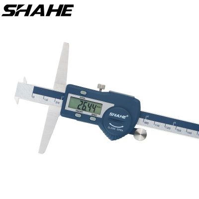Shahe คาลิเปอร์ดิจิตอลโลหะสแตนเลสสองชั้นเบ็ดความลึกดิจิตอลเครื่องวัดระยะเวอร์เนีย150/200/300Mm