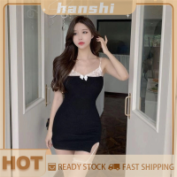 hanshi [2023 new HOT FASHION] lazlook ชุดเดรสสำหรับผู้หญิงชุดเดรสลูกไม้ผูกโบว์ข้างเข้ารูปเซ็กซี่