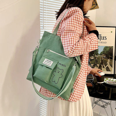 Canvas Bag Female Student Korean Style Crossbody Bag Backpack Shoulder Bag Multi-Purpose Large Capacity Bag Womens Cloth Bags