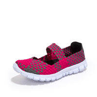 Summer Womens Breathable Walking Running Sport Women Woven Shoes Anti Slip Handmade Weave Light Flats Mother Gift Shoe Big Size