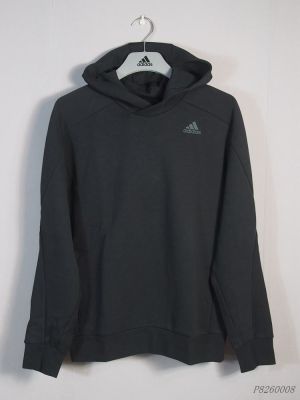 Adidas mens knitted cotton polyester thickened warm pure black versatile hooded pullover casual sweatshirt H39211