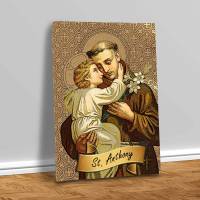 Saint Anthony Of Padua Canvas ArtHoliday ของขวัญภาพพิมพ์ผ้าใบภาพถ่ายที่กำหนดเองภาพถ่ายงานแต่งงานภาพถ่ายครอบครัวกรอบไม้ด้านใน1ชิ้นหรือไร้กรอบ