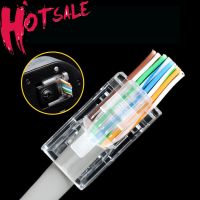 100pcs RJ45 Connector Gold PlatedPass Through Ethernet Cables Module Plug Network RJ-45 Crystal Heads Cat5 Cat5e