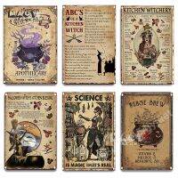 Vintage Witches Magic Knowledge Metal Tin Signs Witchery Kitchen Plate Iron Painting Wall Art Home Decoration Kawaii Room Decor Baking Trays  Pans