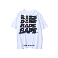 เสื้อยืดคอกลม  BAPE Neutral ผู้ชายและผู้หญิงแฟชั่นลำลองเสื้อยืดแขนสั้น เสื้อยืดลาย