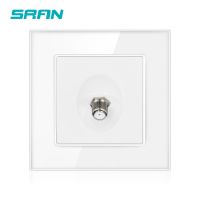 SRAN satellite tv interface wall socket for home appliance Crystal tempered glass panel 86 x 86mm Cable TV single sockets