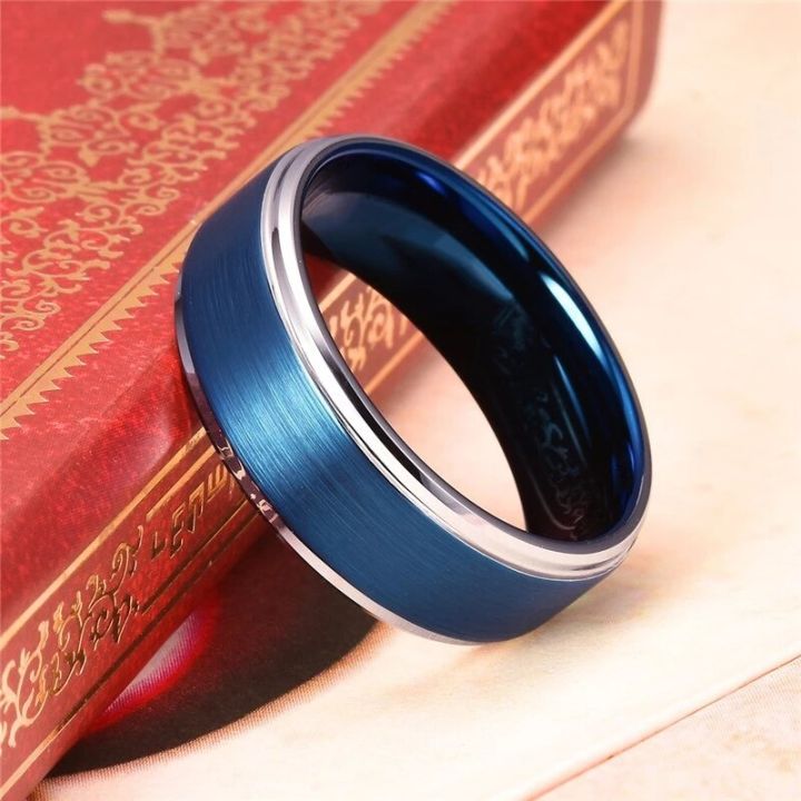 แหวนสแตนเลสสตีลผู้ชาย8มม-เครื่องประดับแหวนแต่งงานแหวนหมั้นครบรอบปาร์ตี้เครื่องประดับแหวนวินเทจ