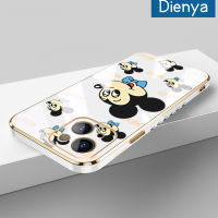 เคส Dienya สำหรับ iPhone 14 Pro Max 14 Plus 13 Pro 13 Mini 13 Pro Max เคสลายการ์ตูนแฮปปี้มิกกี้ใหม่กรอบสี่เหลี่ยมเคลือบพื้นผิวเคสซิลิกาเจลนิ่มกันกระแทกเคสมือถือเลนส์กล้องถ่ายรูปรวมทุกอย่างฝาครอบป้องกัน