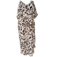 2021Bali Beach Style Kaftan Plus Size Leopard Print Versatile Classic Casual Maxi Dress Belted Caftan Robe Cotton Womens Long Tunic