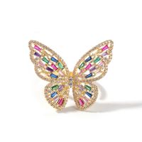 Ins Hot Sale Crystal Butterfly Adjustable Rings for Women Delicate 14K Gold Color Engagement Rings Wedding