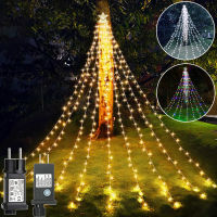 Christmas Star String Lights 320LED Indoor Holiday Waterproof String Lights with Star Topper 8 Modes Waterfall Lights Tree Decor