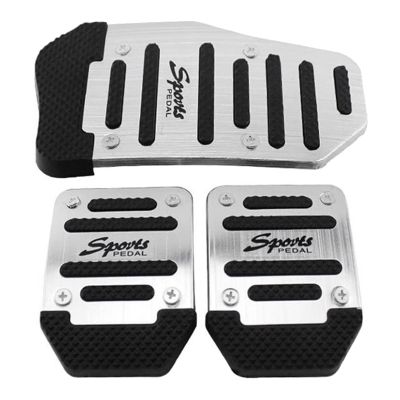3Pcs Fuel Gas Accelerator Pedal Break Pedal Clutch Pad Cover Foot Pedals Non-Slip for Manual Transmission Car Silver