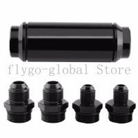 ❡ Universal Aluminum 44mm Car Inline Oil Fuel Filter With AN6 AN8 Adapter Fittings Black Car Fuel Filter