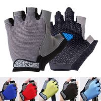 hotx【DT】 Half Gloves Gym Anti-Slip Men Gel Cycling Fingerless Accessories