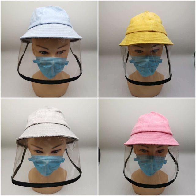 หมวก-ผ้ากำมะหยี่-ติดแผ่น-เฟสชีลด์-กันฝุ่น-กันละออง-กันคนไอจามใส่-กันโรค-แถมฟรีหน้ากาก-1-ชิ้น-face-shield-virus-protector