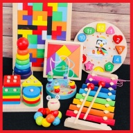 Combo 8 món đồ chơi gỗ an toàn cho bé- phát triển trí tuệ thumbnail