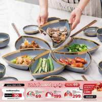 COCOGU Ceramic Dinnerware Flower set ชุดจานชามเซรามิก 24 ชิ้น - คละสี