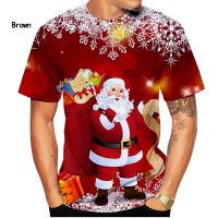 แฟชั่นใหม่คริสต์มาสเสื้อยืดผู้ชายและผู้หญิงแขนสั้นเสื้อยืดสบายๆซานตาคลอสการ์ตูน3D พิมพ์; เสื้อยืด