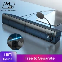 Mini Born สายลำโพงทีวี Dual 4D ซับวูฟเฟอร์ที่ถอดออกได้ Mini Audio สอน Soundbars Super Bass 3.5มม.Soundbox USB Powered Home การสอน Class ลำโพงแบบพกพาขนาดสำหรับห้องเรียนคอมพิวเตอร์ PC แท็บเล็ตแยกไมโครโฟน