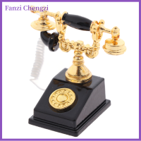 Fanzi โทรศัพท์รุ่น1ชิ้น1:12บ้านตุ๊กตาโทรศัพท์แบบโรตารี่ย้อนยุคสำหรับตุ๊กตาสำหรับตกเเต่ง