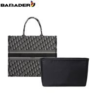 Book Tote Large Nylon Bag Liner BAMADER Black Zipper Cosmetic Bag Waterproof Make up Toiletries Toolkit Organizer Fit Bag Liner