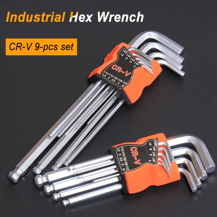 cifbuy-9pcs-universal-hex-key-wrench-set-double-end-allen-wrench-1-5mm-10mm-chromium-vanadium-steel-hexagon-spanner-set-hand-tools