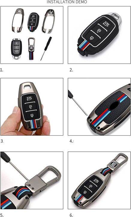 key-fob-cover-case-metal-shell-smart-key-holder-compatible-for-hyundai-kona-veloster-i30-ix35-solaris-azera-grandeur-ig-elantra-accent-santa-fe-palisade-5-buttons