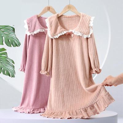 Girls Nightgowns Solid Pink Long Sleeve Toddler Pajamas Dress Winter Warm Cute Baby Girl Sleep Wear Clothes Girl Homewear