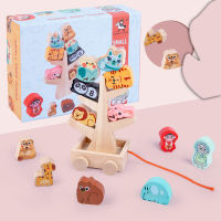 Wooden Small Tree Animal Jenga Building Blocks Early Childhood Education Animal Cognition Baby Hands-On Brain-Moving Educational Toys