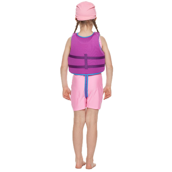 เสื้อชูชีพพิมพ์ลายดอกไม้สีม่วงสำหรับเด็กสาวฤดูร้อนเสื้อกั๊กว่ายน้ำความปลอดภัยน่ารัก