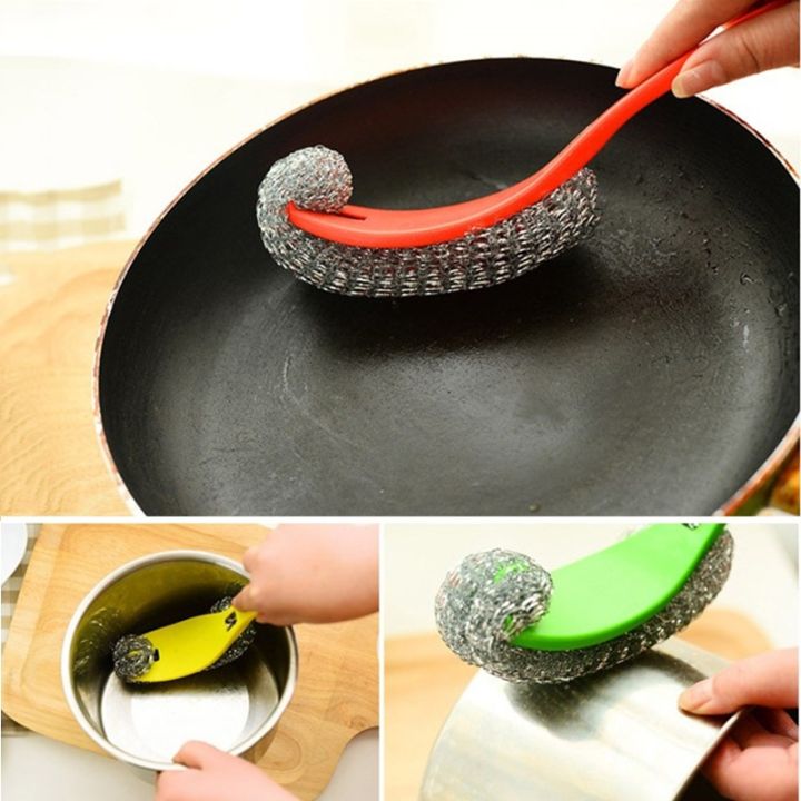stainless-steel-scrubber-dish-brush-pot-pan-clean-wire-ball-scrubber-cleaning-brush-with-long-handle-kitchen-tool