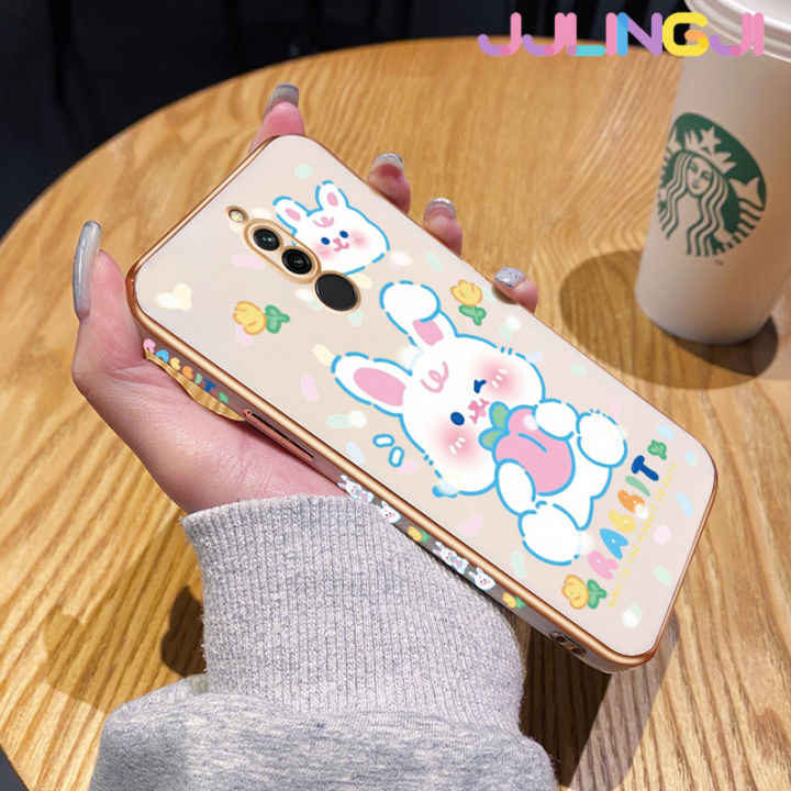 jlingji-เคสสำหรับ-xiaomi-mi-redmi-8-8a-โปร7-7a-y3กระต่ายสีขาวน่ารักการ์ตูนกรอบสี่เหลี่ยมหรูหราชุบเคสมือถือกรอบซิลิโคนกันกระแทกฝาครอบด้านหลังเคสป้องกันเลนส์กล้อง