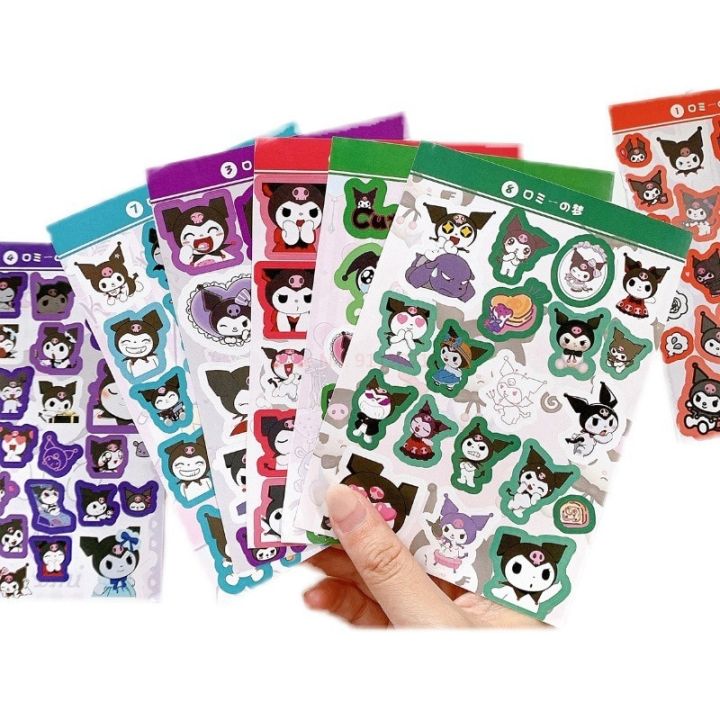 sanrio-kuromi-450ชิ้นเหมาะสำหรับการตกแต่งทำรายงานด้วยมือการ์ดสมุดสะสมสติ๊กเกอร์เฮลโลคิตตี้เมโลดี้การ์ด-goo-สติ๊กเกอร์น่ารักการ์ตูนสำหรับเป็นของขวัญเด็กผู้หญิง