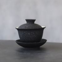 Love Tea Black Crockery Ceramic Gaiwan Porcelain Tureen Tea Makers 150ml