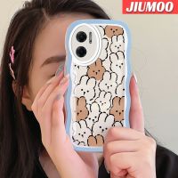 เคส JIUMOO สำหรับ Xiaomi ไมล์ MI Redmi Xiaomi 10 5G Note 11E 5G Redmi 11 Prime เคสการ์ตูนรูปกระต่ายน่ารักแฟชั่นลายคลื่นขอบเคสโทรศัพท์แบบใสซิลิโคนนิ่มดีไซน์ใหม่เคสโปร่งใสป้องกันเลนส์กล้อง