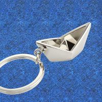 Sea Boat Keychain Pendant Metal Sailing Paper Boat Key Chain Keyring Nautical Staff Worker Gift Key Chains