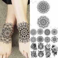 hot【DT】 Large Mandala Temporary Tattoos Tiger Fake Sticker Foot Tatoos