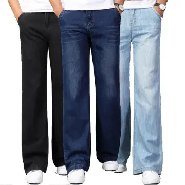 Men's Bell-bottoms Flared Jeans 60s 70s Large Vintage Wide Leg Pants Blue*