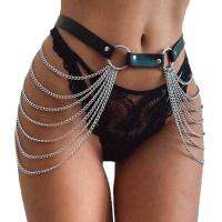 Punk Black Waist Chain Belt Leather Layered Belly Body Chains Rave Body Jewelry Accessories for Women and Girls