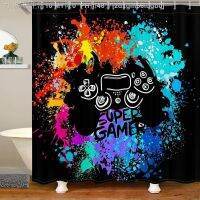 【CW】☃✐❄  Boys Shower Curtains Gamer Curtain Teens Kids Video Games Buttons