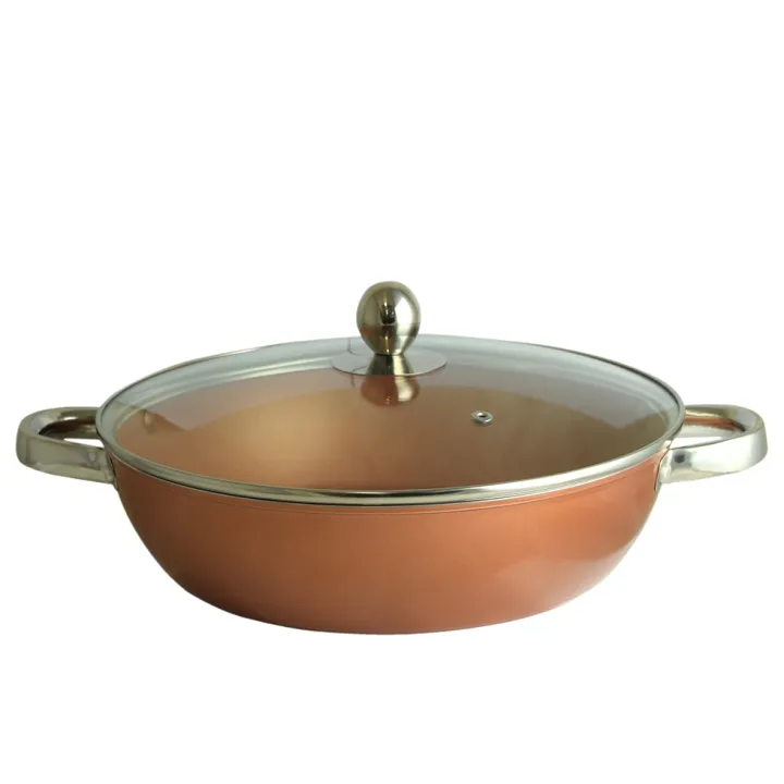 Masflex Original 28 cm Aluminum Non-Stick Induction Copper Skillet with ...